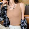 Verano Nuevo Camisola de Mujer Cuello U Ropa Exterior Ajustada Anti-Exposición Sin Mangas Cubre Pecho Talla Grande Top Básico