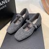 Zapatos Mary Jane Planos Estilo Chanel Otoño 2025 Nuevos Zapatos de Cuero Lana de Tacón Grueso Punta Cuadrada Tacón Grueso Hebilla Zapatos de Salón