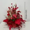Arreglos de flores artificiales para bodas, arreglos florales para decoración de pasillo, decoraciones de escaparate de compromiso con temática de bosque, arreglos de escena de boda de color rojo rosa