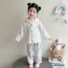 Pijama para Niña Primavera y Otoño Seda de Hielo Delgado Manga Larga 2026 Nuevo Conjunto de Ropa para el Hogar para Niños Verano Niñas Bebé