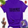 Moda Europeia e Americana 2025 Taylor Swift estampa simples T-shirt unissex gola redonda Europeia e Americana