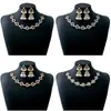 Set de Joyería de Lujo Transfronterizo Europeo y Americano con Forma de Gota de Agua, Exagerados Pendientes de Perla y Collar de Circonita Estilo Vintage de Corte al por Mayor