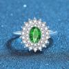 Anillo para mujer cerrado de plata esterlina S925 con incrustaciones de diamantes completos en forma de huevo, púrpura, verde, azul, rojo, cuatro colores opcionales