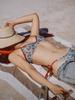 Bikini de Estilo Coreano Nuevo Transfronterizo Chica Popular Ins Aro de Acero Fruncido Tres Piezas Estampado Chica Linda Traje de Baño Dividido
