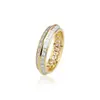 Anillo de diamante de doble fila de acero inoxidable con explosiones transfronterizas, anillo de moda de personalidad masculina de nicho, anillo de diamante de escuadra T de Europa y Estados Unidos, venta al por mayor