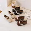 Zapatos de Cuero para Niñas 2025 Otoño Nuevo Lazo de Perla Zapatos de Princesa para Niñas Zapatos Individuales para Bebés Niñas