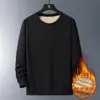 Sudadera de cuello redondo para hombre, engrosada con forro polar para otoño e invierno, color liso, corte holgado, talla grande, ropa casual