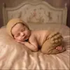 Novo produto transfronteiriço: Fantasia de dinossauro de mohair tricotada à mão para fotografia infantil, suéter para foto de bebê