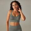 Sujetador deportivo de punto sin costuras con espalda cruzada, de color liso, para yoga, correr y fitness, para mujer, transfronterizo de Europa y América