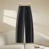 Calça Casual Scimitar Azul Marinho para Mulheres 2026 Primavera e Outono Tendência Nova Cintura Alta Solta Versátil Perna Larga Calça de Trabalho