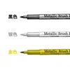 Bolígrafo Metálico de Firma, Bolígrafo Metálico de Alto Brillo, Bolígrafo de Pintura Metálica Oro y Plata con Punta Suave, Bolígrafo para Firma de Eventos, Tarjeta de Felicitación para Diario Personal, Bolígrafo de Pincel Suave