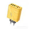 Carregador de Celular Estilo Mecha Europeu e Americano Transfronteiriço Multi-Porta 4 USB + 2C Cabeça de Carregamento Rápido 5V3A Cabeça de Carregamento Nitreto de Gálio