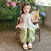Conjunto de verano para niñas, estilo nuevo, chaleco de encaje sin mangas, conjunto de dos piezas para niñas pequeñas y jóvenes, ropa de verano a la moda para bebés