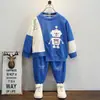 Q171 Conjunto de Moletom de Outono para Meninos Novo Tendência Infantil Legal Esportivo Primavera Outono Roupa Bebê Lindo Calça de Moletom Conjunto de Duas Peças