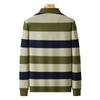 Outono e Inverno 2024 Novo Top com Meio Zíper Moda Simples Bonito Versátil Camisa Polo Listrada Casual Masculina