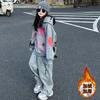 Internet Celebrant Meninas Terno esportivo estilo coreano para crianças de médio e grande porte Outono e inverno Novo estilo ocidental Letras com capuz Calças de moletom Conjunto de duas peças