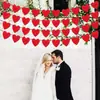 Guirnalda Banderín Corazón de Fieltro Día de San Valentín Corazón de Amor Bandera Cortina de Puerta Fiesta de Bodas Decoración en Forma de Corazón Cinta de Corazón de Amor