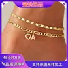 Tobillera de Metal con Incrustaciones de Diamante y Letras del Alfabeto (26 Letras) con Corazón de Circonita, Tobillera en Capas, Venta al por Mayor en Stock en Yiwu