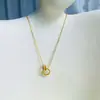 Collar de Acero de Titanio con Diamantes de Doble Anillo de Fila Única, Lujo Ligero, Versátil, Simple y de Gama Alta, Accesorios Versátiles, Estilo Caliente Transfronterizo