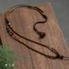 Collar de Cuerda Trenzada Hecha a Mano de Alta Calidad Cuerda de Jade de Cera de Abeja Cuerda Colgante Lanyard Cadena de Cuentas de Hueso de Aceituna Lanyard para Mujer