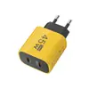 Cargador Dual PD de 45W Adecuado para Cargador de Teléfono Móvil Apple Huawei Samsung 5V2A12W Cabezal de Carga Dual C Multipuerto