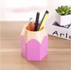 Porta-Canetas Criativo Popular Transfronteiriço Armazenamento de Mesa Grande Capacidade à Prova de Poeira Recipiente para Canetas Plástico Bloqueio de Cor Estudante Tulipa Papelaria