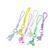 Cordón para teléfono de bádminton color macarrón, colgante de resina, correa de muñeca tejida, llavero, accesorio de cordón anti-caída para bolsa