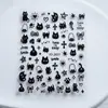 Adesivos de Arte para Unhas Desenho Animado Estilo Garota Popular Doce Legal Fofo Kitty Preto Branco Estilo Graffiti Cachorrinho Cacheado Decalque de Unha