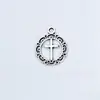 Colgante de cruz de encaje hueco de aleación de 16 x 19 mm con borde cruzado, accesorios de bricolaje, accesorios de collar, venta al por mayor