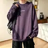 Chaqueta bordada floral blanca de corte holgado, sudadera de moda con cuello redondo, top gris para hombre, capa interior de manga larga, sin capucha, estilo americano de peso pesado, colección de otoño