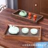 En stock Madera Maciza Flor de Begonia Bandeja de Cristal Bandeja para Té Rectangular Dispensador Doméstico Taza de Té Taza de Agua Bandeja de Cristal Péndulo
