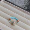 Nuevo Estilo Chino Retro Color Contrastante Estilo Literario Lujo Ligero Ágata Turquesa Perla de Agua Dulce Natural Anillo Elástico Venta al por Mayor para Mujeres