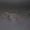 Nuevo Marco Cuadrado de Alambre Dorado para Gafas de Miopía Marco Ultra-Ligero de Titanio Puro Marco para Gafas de Negocio Hombres Lex