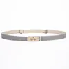 Cinturón fino para mujer abrigo falda retro suéter traje Maillard atado a la cintura hebilla dorada simple sello de cintura fina para mujer