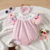 Mono de verano para bebé manga abullonada bebé bola de colores entrepierna de triángulo mameluco ropa para salir y gatear para bebé