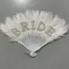 Abanico de Plumas con Letra de Perla para Fiesta de Novia Boda 16 Piezas