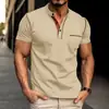 Camiseta de Manga Corta para Hombre de Verano Amazon Transfronterizo Comercio Exterior Secado Rápido Moda Casual Estilo Americano Camisa Polo Henry