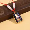 Novo Pingente de Buda Thangka Colar de Vidro Amuleto com Textos Budistas, Joia Retrô Estilo Étnico, Direto da Fábrica
