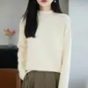 Nuevo Top Básico de Punto Canalé de Algodón Puro con Cuello Alto y Mangas Largas para Mujer, Color Sólido, Holgado, Colección Otoño/Invierno 2026