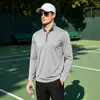 Sudadera con capucha para hombre, color liso, media cremallera, manga larga, Amazon, Comercio exterior, Casual, Primavera, Otoño, Deportes al aire libre, Cuello alto