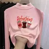 Y2540# camiseta interior de cuello semi-alto para niños otoño e invierno cálida de manga larga para mujer niños grandes de doble cara de terciopelo ropa de otoño interior moda