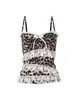 Y2K Europeo y Americano Puro Deseo Harajuku Sexy Estampado de Leopardo Encaje Ajustado Sexy Moño Camisola Chaleco para Mujer Venta al por Mayor
