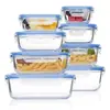 Lonchera de vidrio de gran capacidad, adecuada para trabajadores de oficina, apta para microondas, con tapa, y un juego que incluye un recipiente hermético para alimentos apto para refrigerador para mantener los alimentos frescos