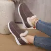 Calçados de Algodão Femininos de Pelúcia Grossa de Origem Transfronteiriça, Sola Grossa Antiderrapante, Slip-on, Botas Curtas Quentes de Neve para Casa e Exterior