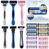 Aparelho de Barbear Feminino com Lâminas de 6 Camadas, Cabeça de Barbear Manual Substituível para Remoção de Pelos das Axilas e Pernas