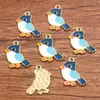 6 Tipos de Accesorios para Joyería DIY de Aleación Serie Animales Oro Kc Colgantes Esmaltados Encantos Lindos de Pájaros y Loros Multicolor