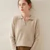 Bai Cai Rong Suéter de Punto para Otoño e Invierno Capa Interior Suéter Cuello POLO Color Sólido Cachemir Cálido Estilo Nuevo Top de Capa Base para Mujer Manga Larga