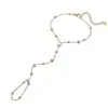 Aogou Moda Versátil Circón Incrustado Geométrico Bola Redonda Acero Inoxidable Cadena para el Dorso de la Mano Joyería de Mano de Nicho de Alta Gama Resistente al Color para Mujer