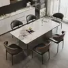 Juego de mesa y sillas de comedor de pizarra de lujo ligero estilo italiano, moderno y simple, adecuado para apartamentos pequeños, mesa de comedor rectangular de alta gama