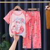 Pijama coreano ins para niños Traje para niñas Pantalones de manga corta Pijama para bebé niño Dos piezas Ropa para el hogar para aire acondicionado